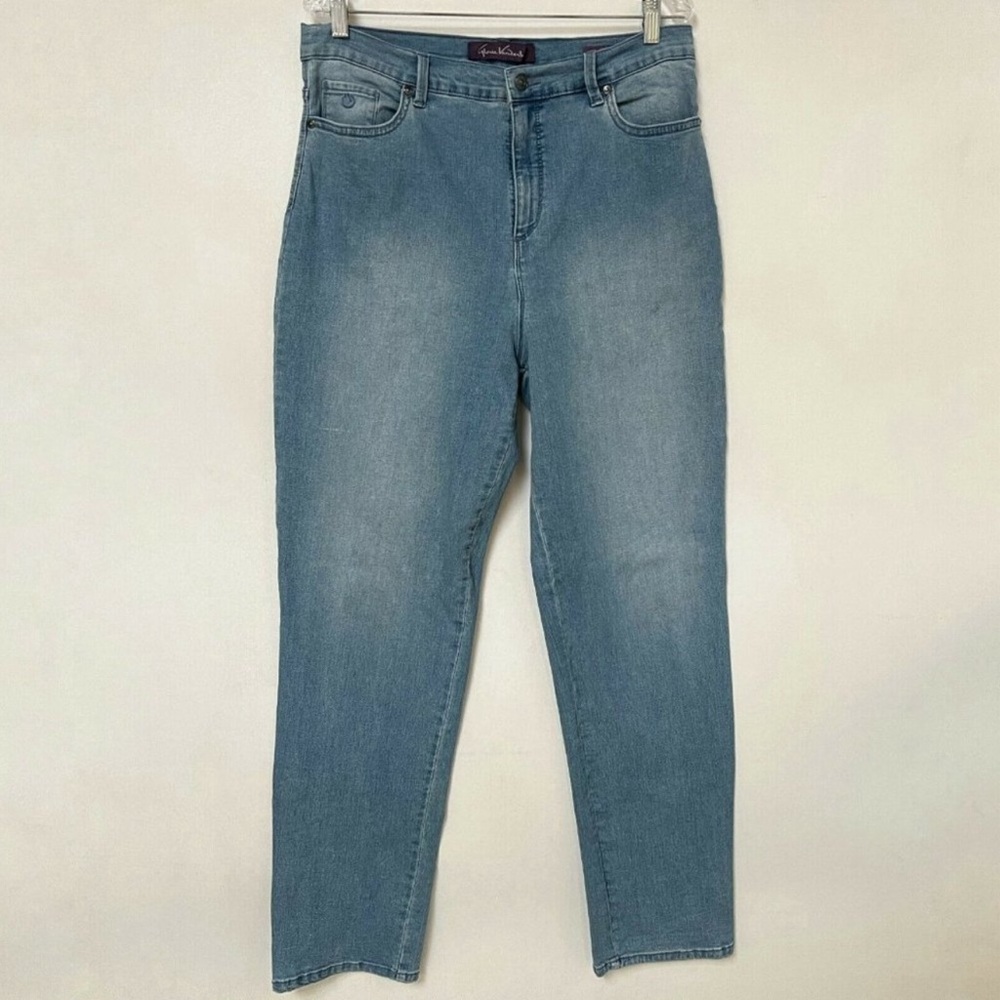 Gloria Vanderbilt Amanda Jeans Water Lilly Embroidered Pockets Womens Size 14